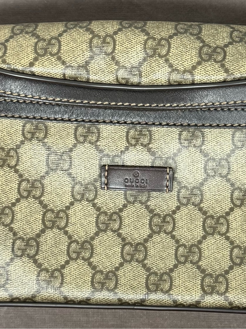 Authentic Gucci GG Supreme Belt bum Bag waist pouch brown tan coated canvas EUC - Picture 8 of 14